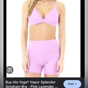 Alo Yoga SET Pink Lavender Gingham XS/XXS